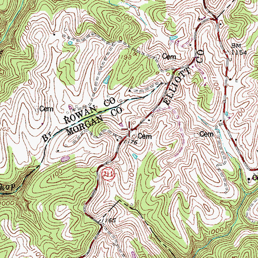 Topographic Map of Hitch Cemetery, KY