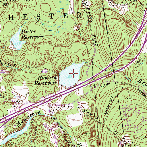 Topographic Map of Howard Reservoir, CT