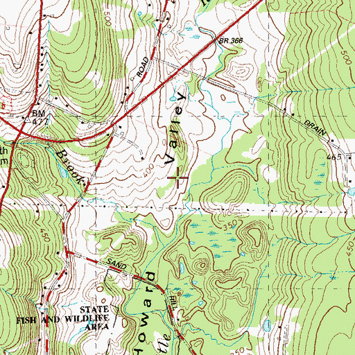 Topographic Map of Howard Valley, CT