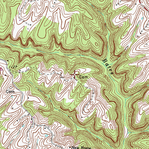 Topographic Map of Johnson Cemetery One, KY