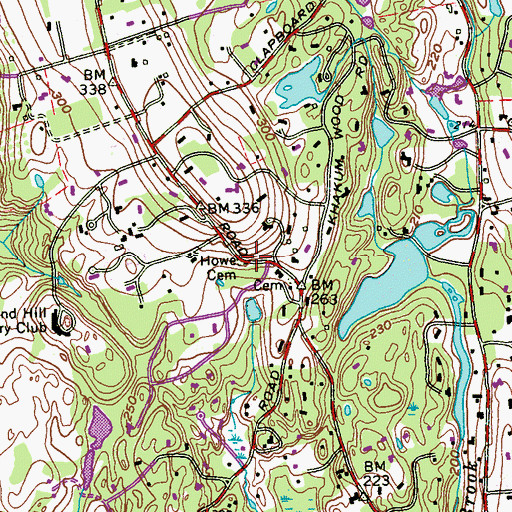 Topographic Map of Howe Cemetery, CT