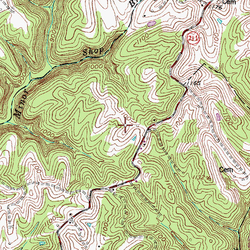Topographic Map of Kidd Family Cemetery, KY