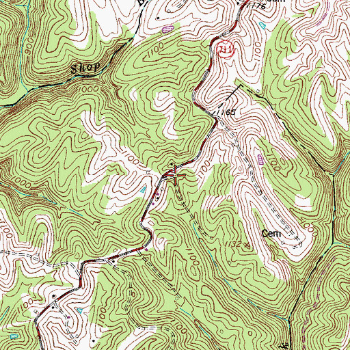 Topographic Map of Kidd-White Cemetery, KY