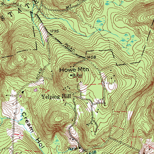 Topographic Map of Howe Mountain, CT