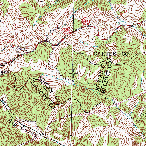 Topographic Map of Lowe Cemetery, KY