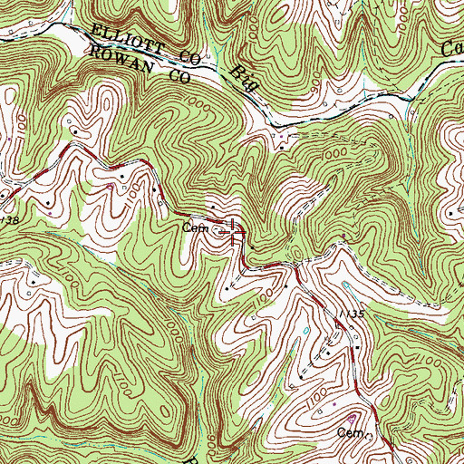 Topographic Map of Lyon Cemetery, KY