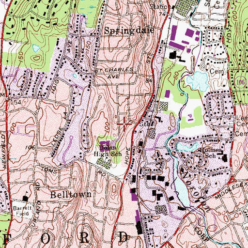 Topographic Map of Toquam Magnet School, CT