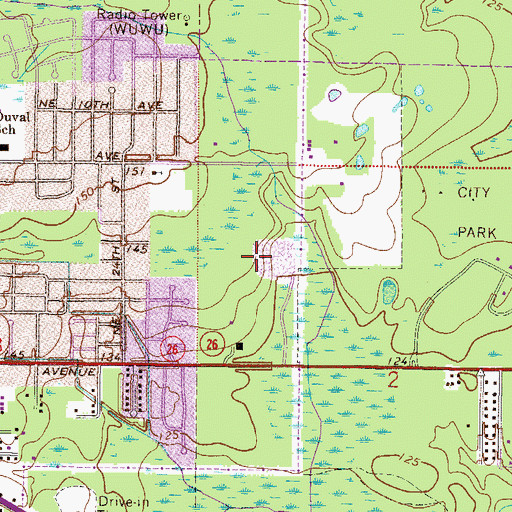Topographic Map of Professional Academies Magnet at Loften High School, FL