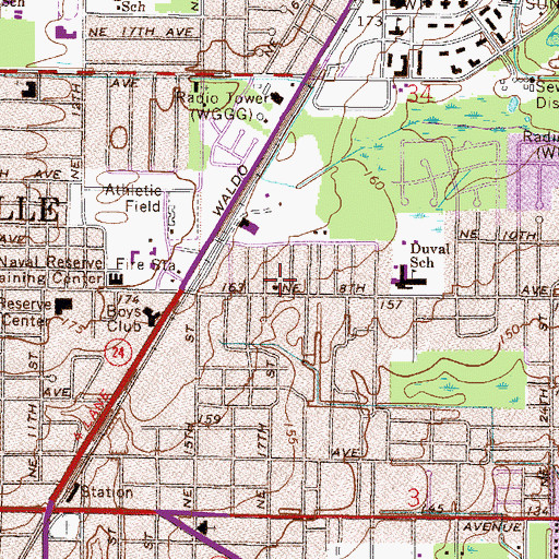 Topographic Map of Pilgrim Rest Church of God in Unity, FL