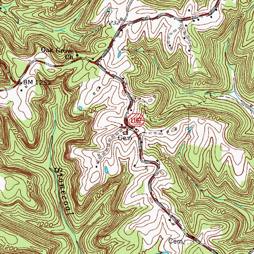 Topographic Map of McDavid Cemetery, KY