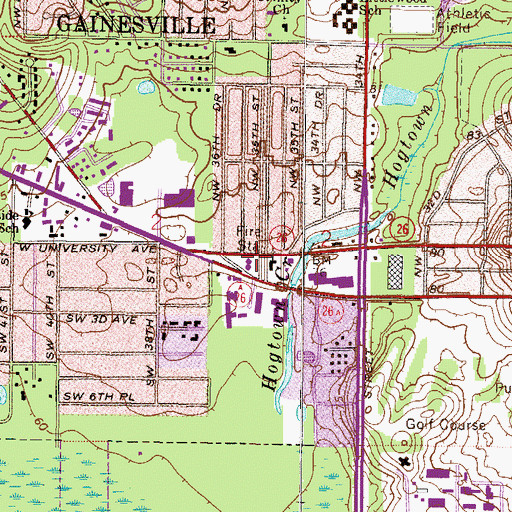Topographic Map of Gainesville Fire and Rescue Station 4, FL