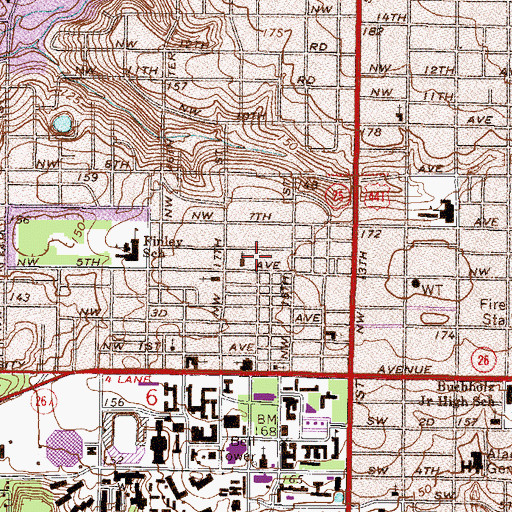 Topographic Map of United Church of Gainesville, FL
