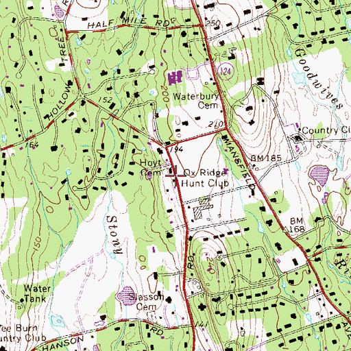 Topographic Map of Hoyt Cemetery, CT
