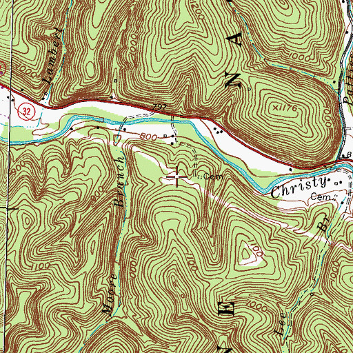 Topographic Map of Moore-Messer Cemetery, KY