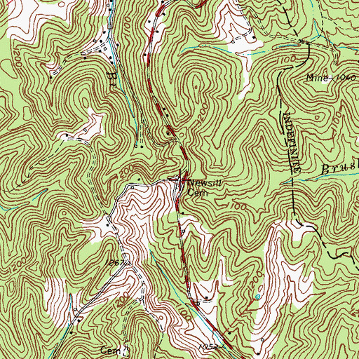 Topographic Map of New Sill Cemetery, KY