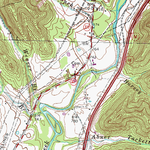 Topographic Map of Parker Cemetery One, KY