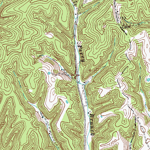 Topographic Map of Parker Cemetery Three, KY