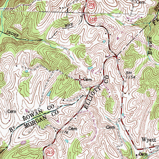 Topographic Map of Pennington Cemetery, KY