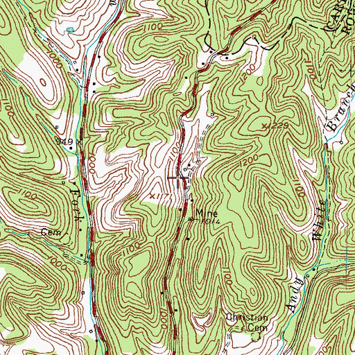 Topographic Map of Pernell Cemetery One, KY