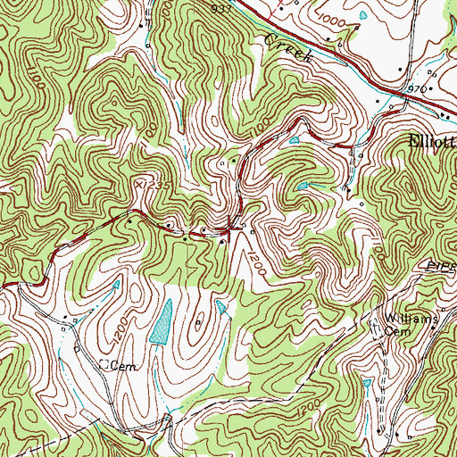 Topographic Map of Pernell Cemetery Two, KY