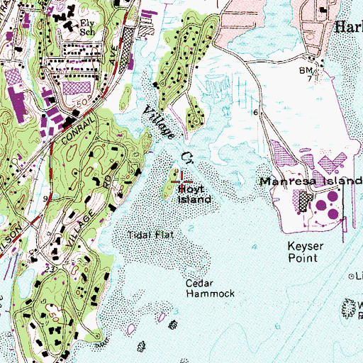 Topographic Map of Hoyt Island, CT