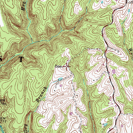 Topographic Map of Perry Cemetery Two, KY
