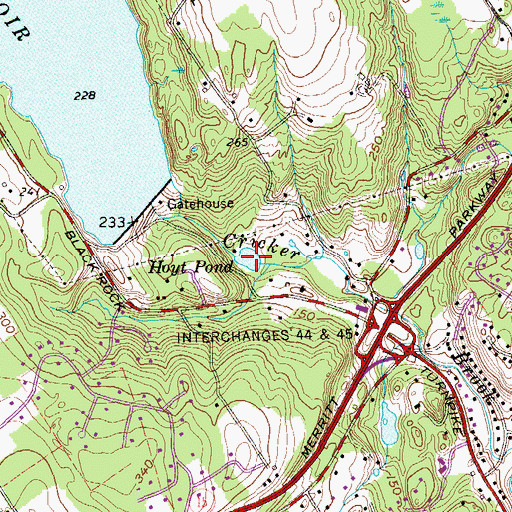 Topographic Map of Hoyt Pond, CT