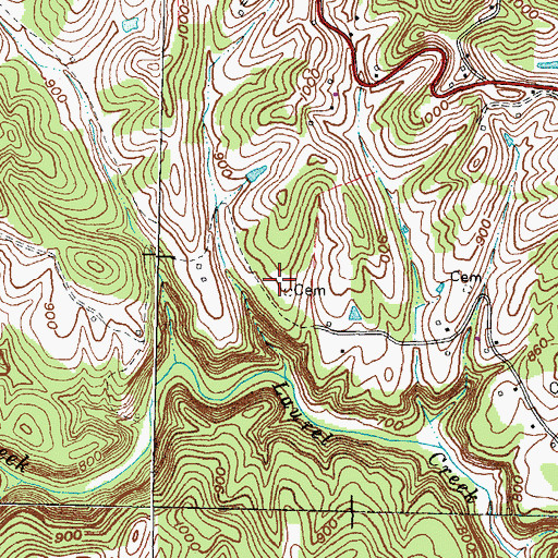 Topographic Map of Rowe Cemetery, KY