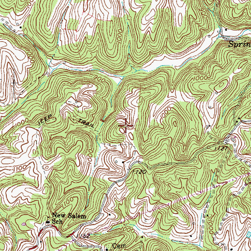 Topographic Map of Clarence Scaggs Cemetery, KY