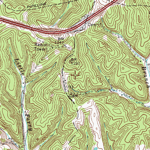 Topographic Map of Shumate Cemetery Two, KY