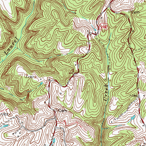 Topographic Map of Slusher Cemetery, KY
