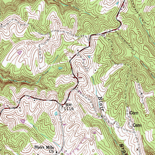 Topographic Map of Thornsberry Cemetery, KY