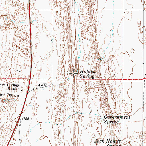 Topographic Map of Hidden Spring, AZ