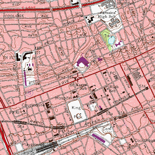 Topographic Map of New York Ladder Company 127, NY