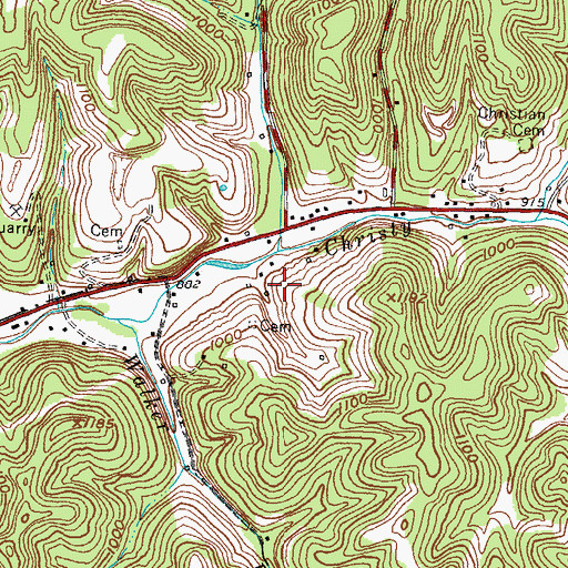 Topographic Map of Tussey Cemetery, KY