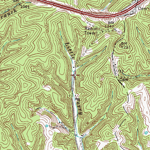 Topographic Map of Underwood Cemetery, KY