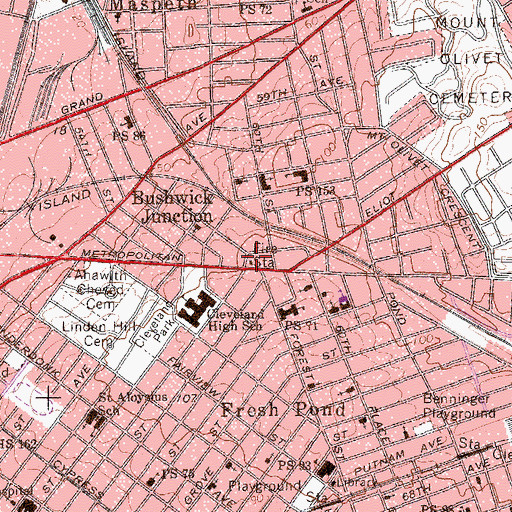 Topographic Map of New York Ladder Company 140, NY