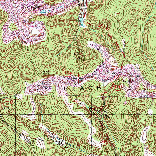 Topographic Map of Wallace Cemetery Two, KY