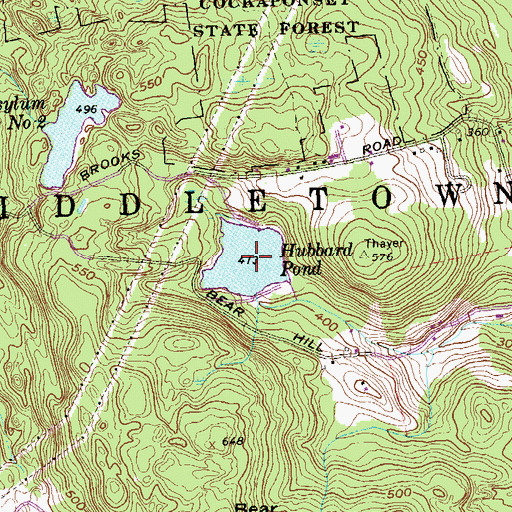 Topographic Map of Hubbard Pond, CT