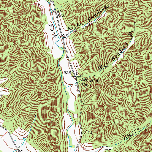 Topographic Map of Whisman Cemetery, KY
