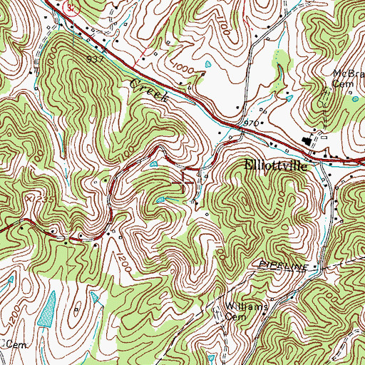 Topographic Map of White Cemetery Two, KY