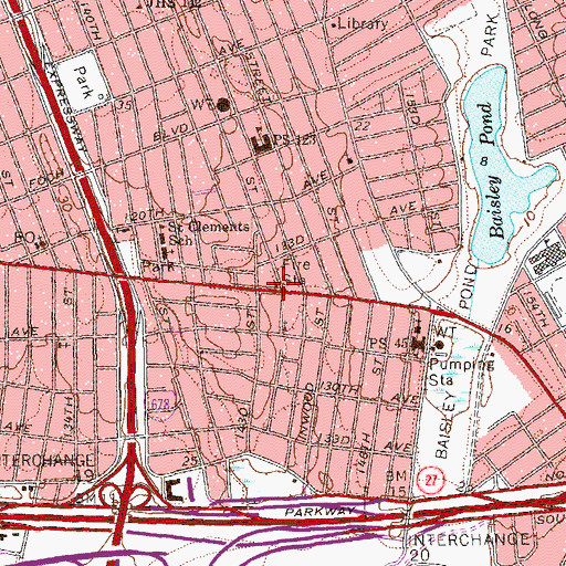 Topographic Map of New York Ladder Company 155, NY
