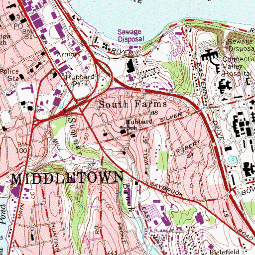 Topographic Map of Hubbard School, CT
