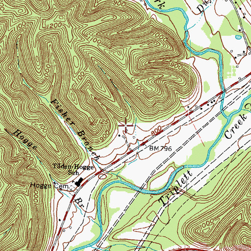 Topographic Map of White Cemetery Five, KY