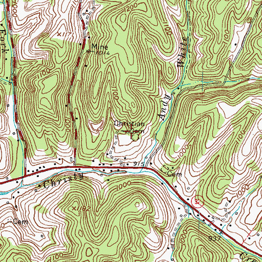 Topographic Map of White Family Cemetery, KY