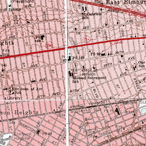Topographic Map of Blessed Sacrament Church, NY