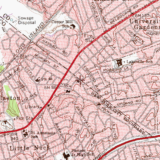 Topographic Map of Christ Evangelical Lutheran Church, NY
