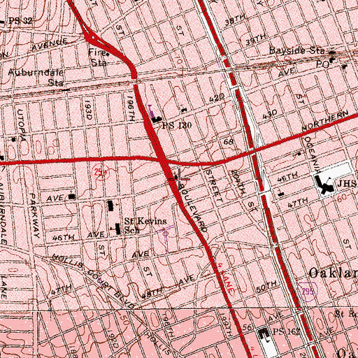 Topographic Map of Christian Church of Bayside, NY