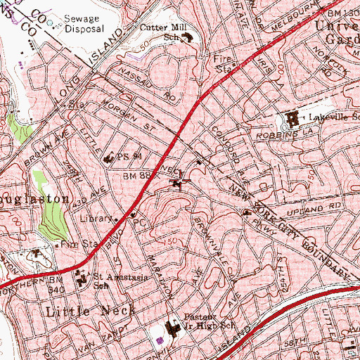 Topographic Map of Community Church of Little Neck, NY