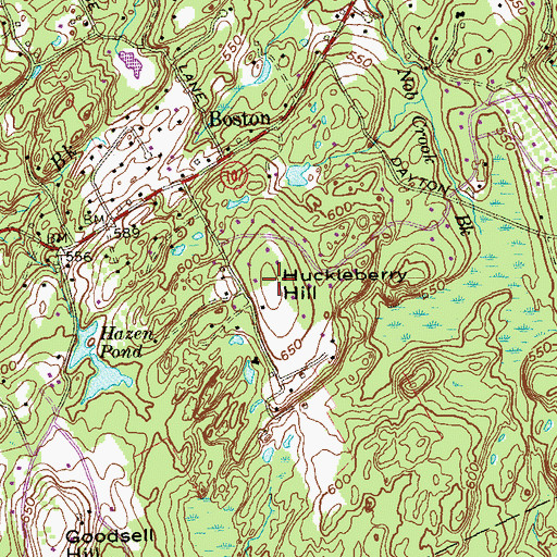 Topographic Map of Huckleberry Hill, CT